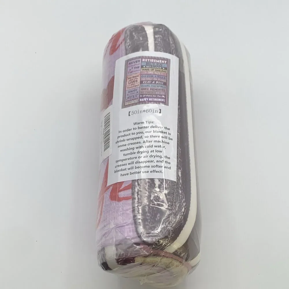 Retirement Rules Happy Retirement Throw Blanket 50 x 60 Purple Red Hearts